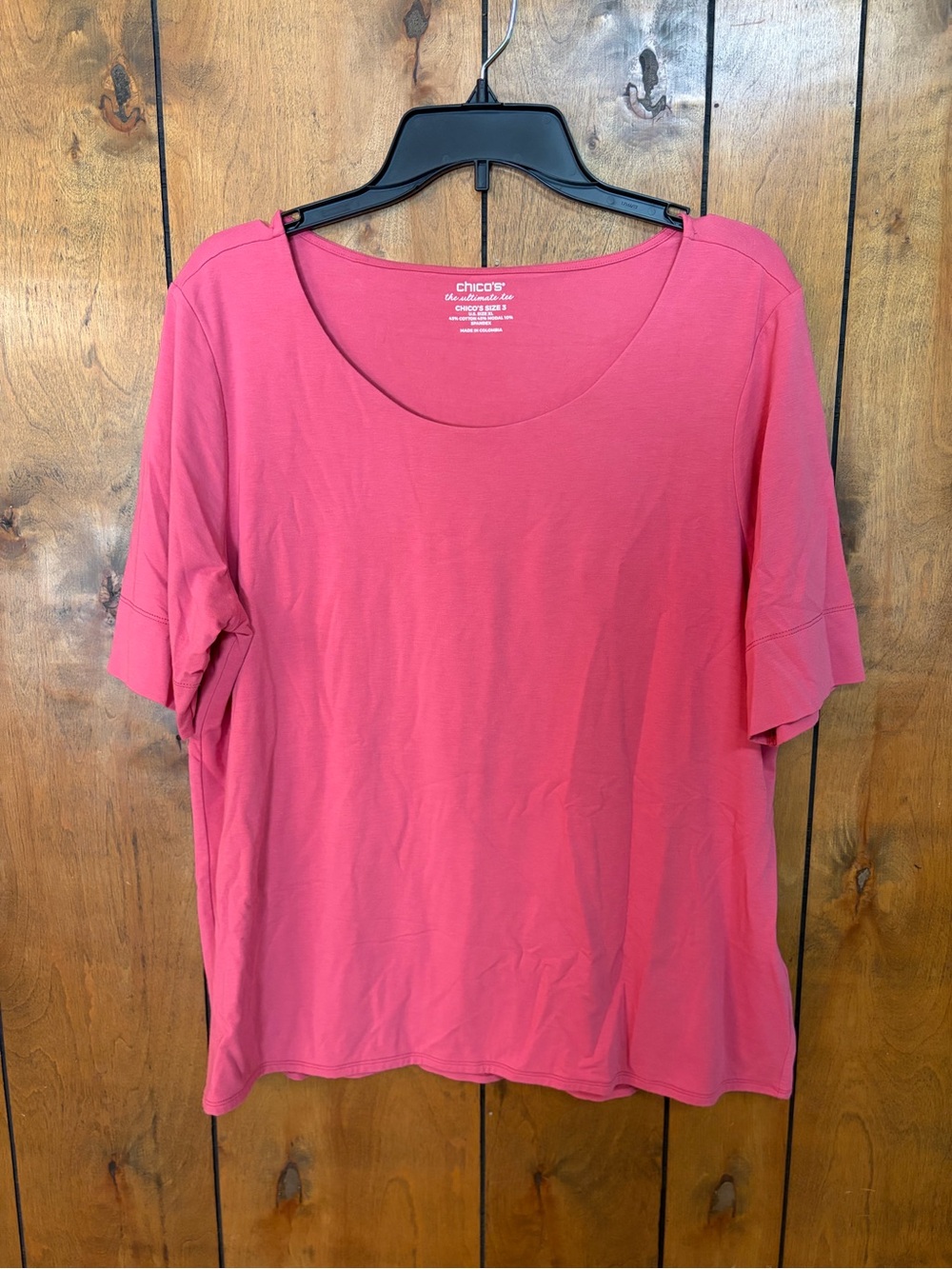 Chico's Coral-Pink Scoop Neck Short Sleeve Tee
